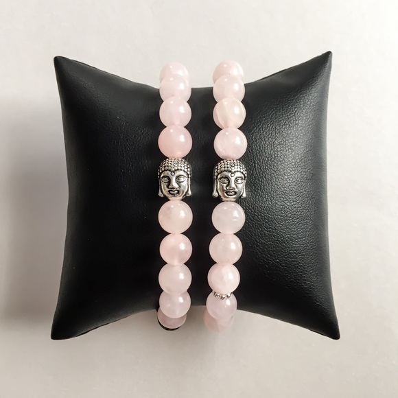 The Beading Heart Jewelry - Rose Quartz Buddha Head Bracelet